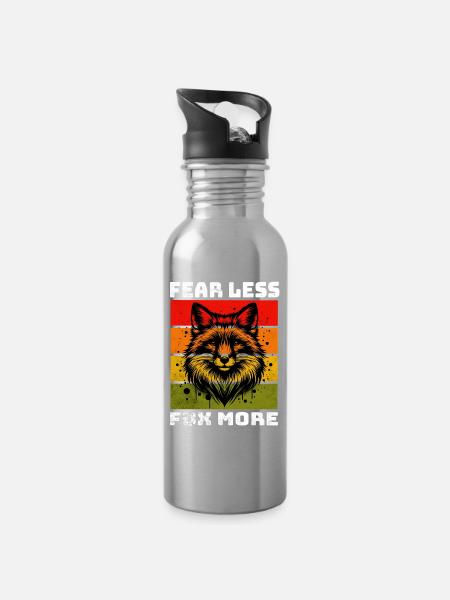 Fox Rotfuchs Fuchs - Trinkflasche mit integriertem Trinkhalm - Lightsilver