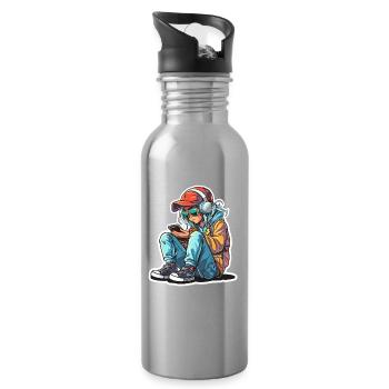 Gamer Graphics - Water bottle with straw - silver - Right