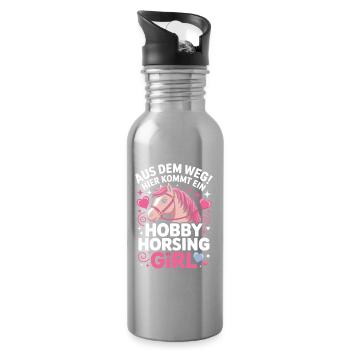 Hobby Horsing Girl Steckenpferd Pony Reiten Pferde - Trinkflasche mit integriertem Trinkhalm - Lightsilver - Rechts