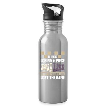 Schach Schachspieler Schachbrett - Trinkflasche mit integriertem Trinkhalm - Lightsilver - Rechts
