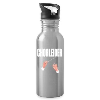 Chorleider - Wortspiel für Chorleiter von Chören - Trinkflasche mit integriertem Trinkhalm - Lightsilver - Rechts