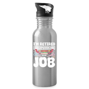 Scrapbooking retraité - Gourde avec paille intégrée - argent clair - Droite