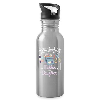 Scrapbooking Mère Fille - Gourde avec paille intégrée - argent clair - Droite