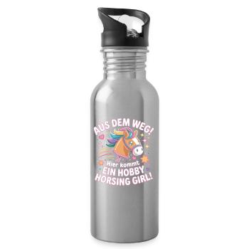 Hobby Horsing Girl Steckenpferd Pony Reiten Pferde - Trinkflasche mit integriertem Trinkhalm - Lightsilver - Rechts