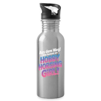 Hobby Horsing Girl Steckenpferd Pony Reiten Pferde - Trinkflasche mit integriertem Trinkhalm - Lightsilver - Rechts