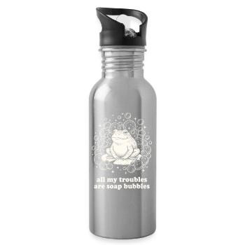 All My Troubles Are Soap Bubbles - Water bottle with straw - silver - Right