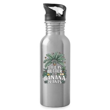 Life Is Better With Banana Plants - Water bottle with straw - silver - Right
