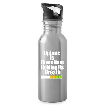 Blague drôle sur le temps de disponibilité de l’administrateur système, humour serveur IT - Gourde avec paille intégrée - argent clair - Droite
