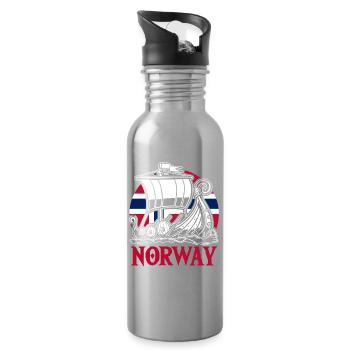 Vacances en Norvège dans les fjords de Norge Voyage en Scandinavie - Gourde avec paille intégrée - argent clair - Droite