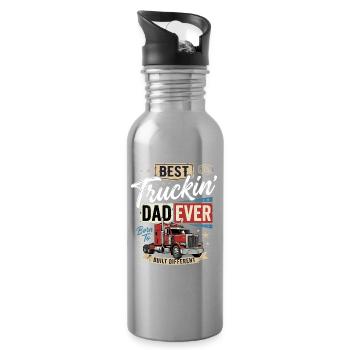 Best Truckin Dad Ever - Water bottle with straw - silver - Right