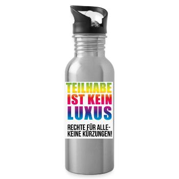 Teilhabe ist kein Luxus keine Kürzungen - Trinkflasche mit integriertem Trinkhalm - Lightsilver - Rechts