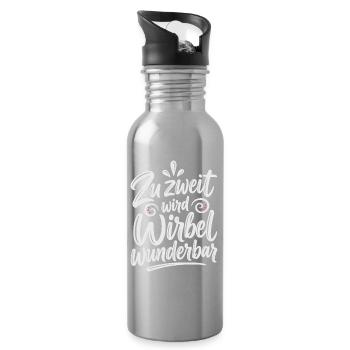 Zu zweit wird Wirbel wunderbar – Paarliebe - Trinkflasche mit integriertem Trinkhalm - Lightsilver - Rechts