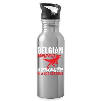 Costume de Vélociraptor Malinois Belge - Gourde avec paille intégrée - argent clair - Droite