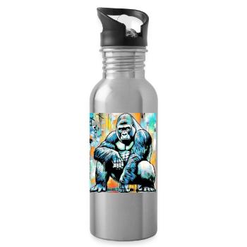 gorilla - Water bottle with straw - silver - Right