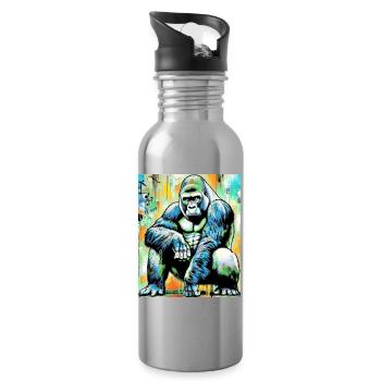 gorilla - Water bottle with straw - silver - Right