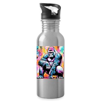 Gorilla - Trinkflasche mit integriertem Trinkhalm - Lightsilver - Rechts