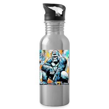 gorilla - Water bottle with straw - silver - Right