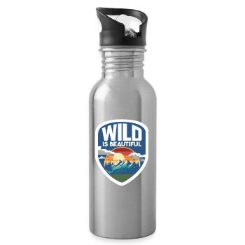Camper Hiker Pfadfinder Camping Berge Wandern - Trinkflasche mit integriertem Trinkhalm - Lightsilver - Rechts