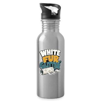 Weißer Deutscher Schäferhund Mama Geschenk, weißer Fell-Glit - Trinkflasche mit integriertem Trinkhalm - Lightsilver - Rechts