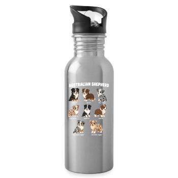 Tableau des couleurs pour les chiots Berger australien - Gourde avec paille intégrée - argent clair - Droite