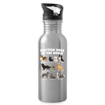Chiens écossais de races mignonnes - Gourde avec paille intégrée - argent clair - Droite
