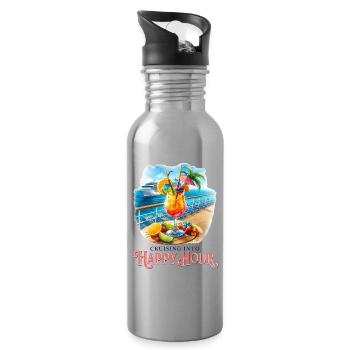 En se déplaçant vers l’happy hour - Gourde avec paille intégrée - argent clair - Droite