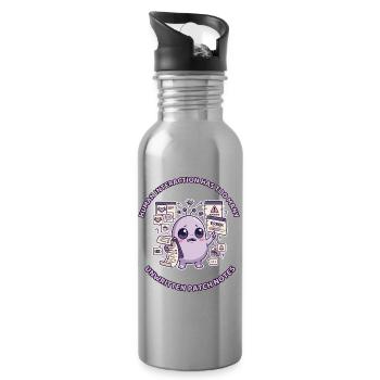 Human Interaction Has Too Many Patch Notes - Water bottle with straw - silver - Right