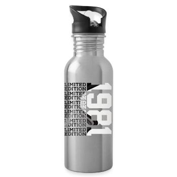 45 JAHRE ALT LIMITED EDITION 1981 45. GEBURTSTAG - Trinkflasche mit integriertem Trinkhalm - Lightsilver - Rechts