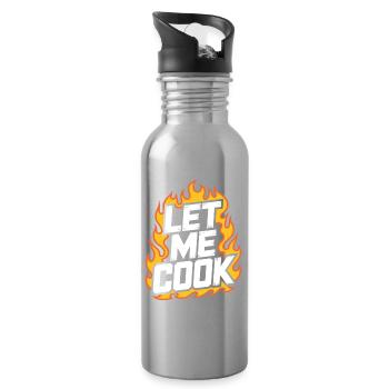 Let Me Cook Cooking Grilling Meme Grill Master Chef - Water bottle with straw - silver - Right