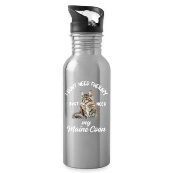 Thérapie Maine Coon - Gourde avec paille intégrée - argent clair - Droite