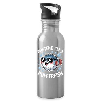 Kugelfische Sprüche Lustiges Kugelfische Geschenk  - Trinkflasche mit integriertem Trinkhalm - Lightsilver - Rechts