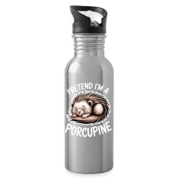 Don des proverbes du porc-épic - Gourde avec paille intégrée - argent clair - Droite