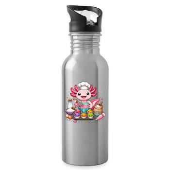 Axolotl Cupcake Kochzauber - Trinkflasche mit integriertem Trinkhalm - Lightsilver - Rechts