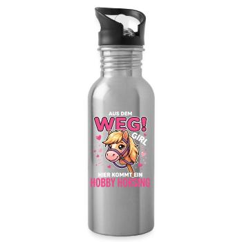 Aus dem weg girl hier kommt ein hobby horsing - Trinkflasche mit integriertem Trinkhalm - Lightsilver - Rechts