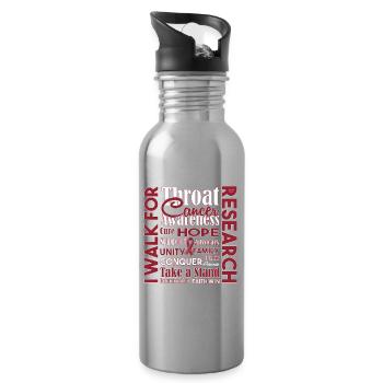 throat cancer - Water bottle with straw - silver - Right