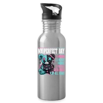 Pastel Goth Soft Goth Gaming Gamer - Trinkflasche mit integriertem Trinkhalm - Lightsilver - Rechts