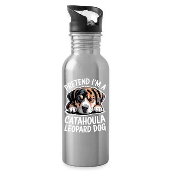 Louisiana Catahoula Leopard Dog Saying Gift - Water bottle with straw - silver - Right
