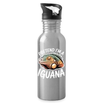 Leguane Sprüche Leguane Lustiges Leguane Geschenk  - Trinkflasche mit integriertem Trinkhalm - Lightsilver - Rechts