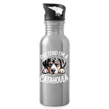 Louisiana Catahoula Leopard Dog Saying Gift - Water bottle with straw - silver - Right