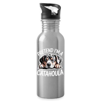 Louisiana Catahoula Leopard Dog Spruch Geschenk - Trinkflasche mit integriertem Trinkhalm - Lightsilver - Rechts