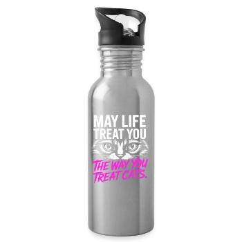 Cat May Life Treat You Cats Cat Mom Cats - Water bottle with straw - silver - Right
