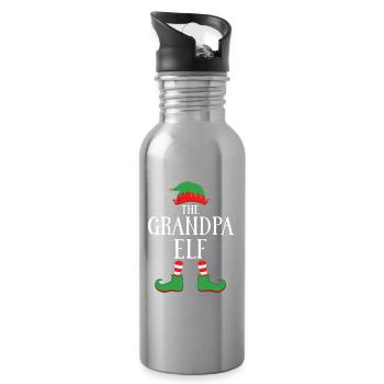 Großelf: Fröhliche Stiefel und Hut - Trinkflasche mit integriertem Trinkhalm - Lightsilver - Rechts