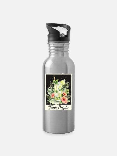 JGA Mojito Cocktail Barkeeper - Trinkflasche mit integriertem Trinkhalm - Lightsilver