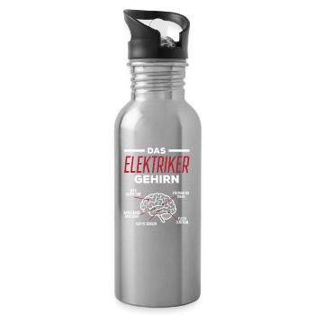 Elektriker Gehirn Beruf Humor - Trinkflasche mit integriertem Trinkhalm - Lightsilver - Rechts