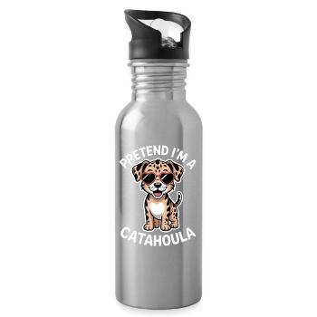 Louisiana Catahoula Leopard Dog Saying Gift - Water bottle with straw - silver - Right