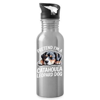 Louisiana Catahoula Leopard Dog Saying Gift - Water bottle with straw - silver - Right