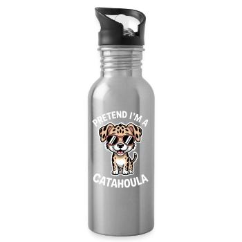Louisiana Catahoula Leopard Dog Saying Gift - Water bottle with straw - silver - Right