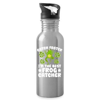 Frog Catcher The Best Frog Catcher Frog - Water bottle with straw - silver - Right