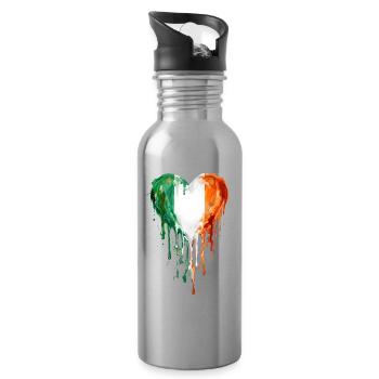 Irland Herz Tropfenkunst - Trinkflasche mit integriertem Trinkhalm - Lightsilver - Rechts