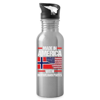 Norvège, Norge, Amérique, Fjords patriotiques, Scandinaves - Gourde avec paille intégrée - argent clair - Droite